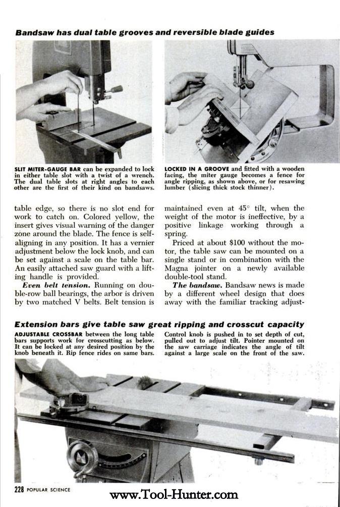 1956 Magna Introduces the Shopsmith 11" Bandsaw and the Magna Tilting